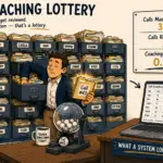 Illustration showing why random call reviews fail sales coaching — a manager pulls a randomly selected call folder from a wall of hundreds of unreviewed recordings while a lottery machine and 0.9% coaching coverage stat expose the scale problem, contrasted with a clean automated call coaching dashboard showing every rep scored and flagged, representing how objective sales call scoring systems replace subjective review with consistent, scalable coaching that drives predictable pipeline.