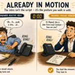 Illustration showing why cold call introduction preparation determines conversion — an unprepared SDR scrambles and stutters while a prospect reaches for hang-up, while a structured SDR leads with a confident natural opener from a prepared call plan, with the same '0:00' clock above both scenes representing how the first moment of a cold call introduction sets the entire tone for B2B outbound lead generation success.